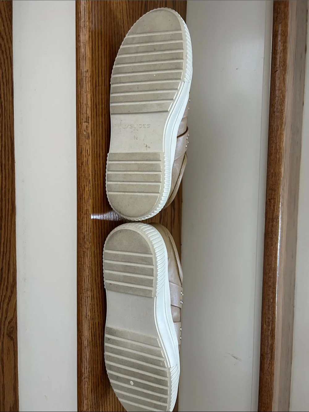 J/Slides Tan Platform Sneakers with Studded Straps